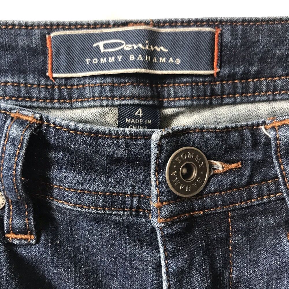Tommy Bahama Womens Marin Denim Jeans Kickers Bermuda Shorts Size 4 14” Insm EUC - Picture 2 of 11